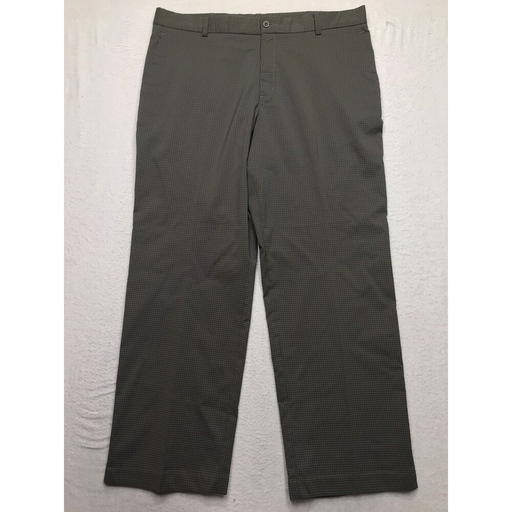 NIKE Golf Check Pants Men 38x30 Olive Green Performance Stretch Chino Dri Fit